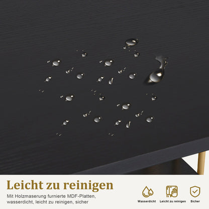 Schreibtisch mit Schubladen - Schminktisch ohne Spiegel Schwarz-Gold