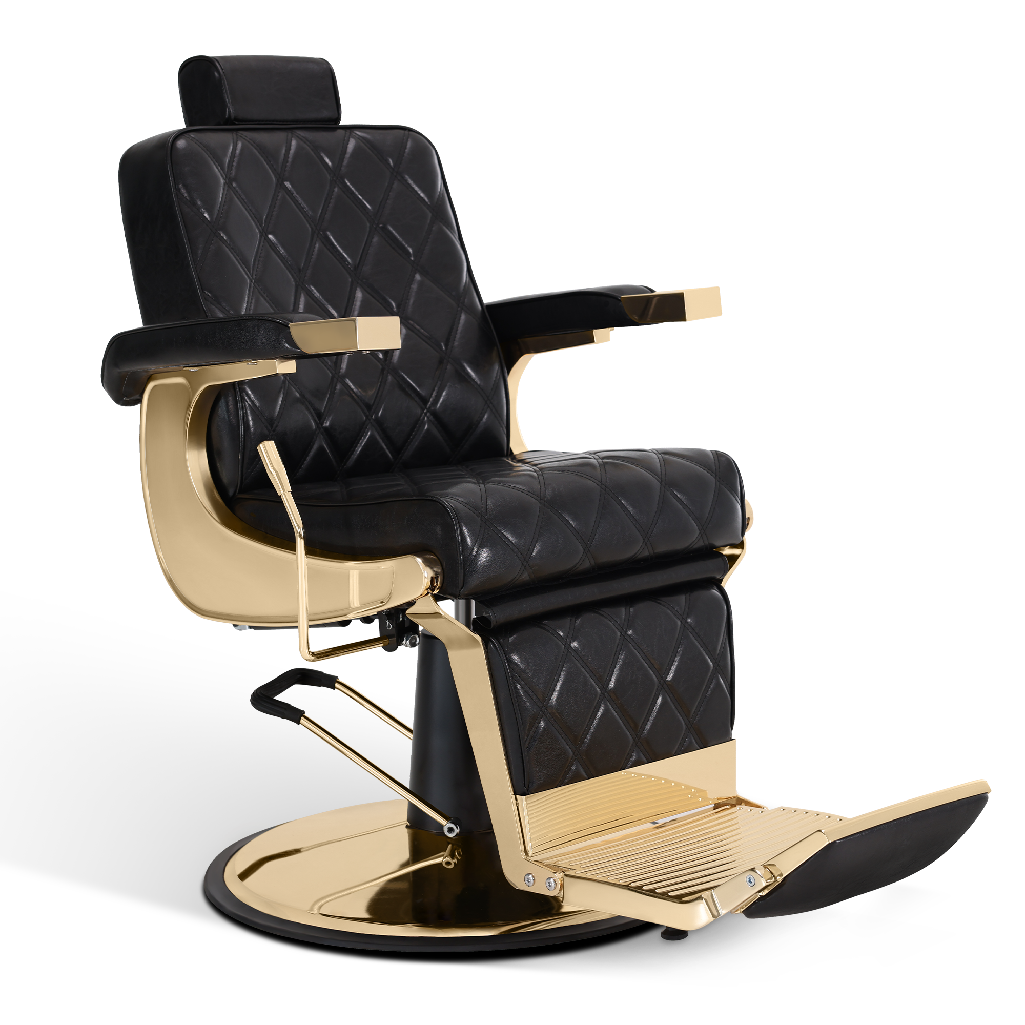 Friseurstuhl mit Kopfstütze 9671 Gold-Schwarz