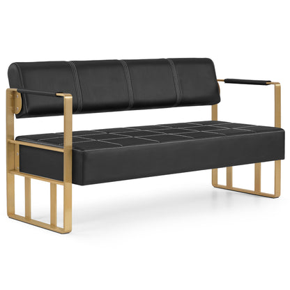 3-Sitzer Sitzbank mit goldenen Armlehnen W528 Schwarz-Gold