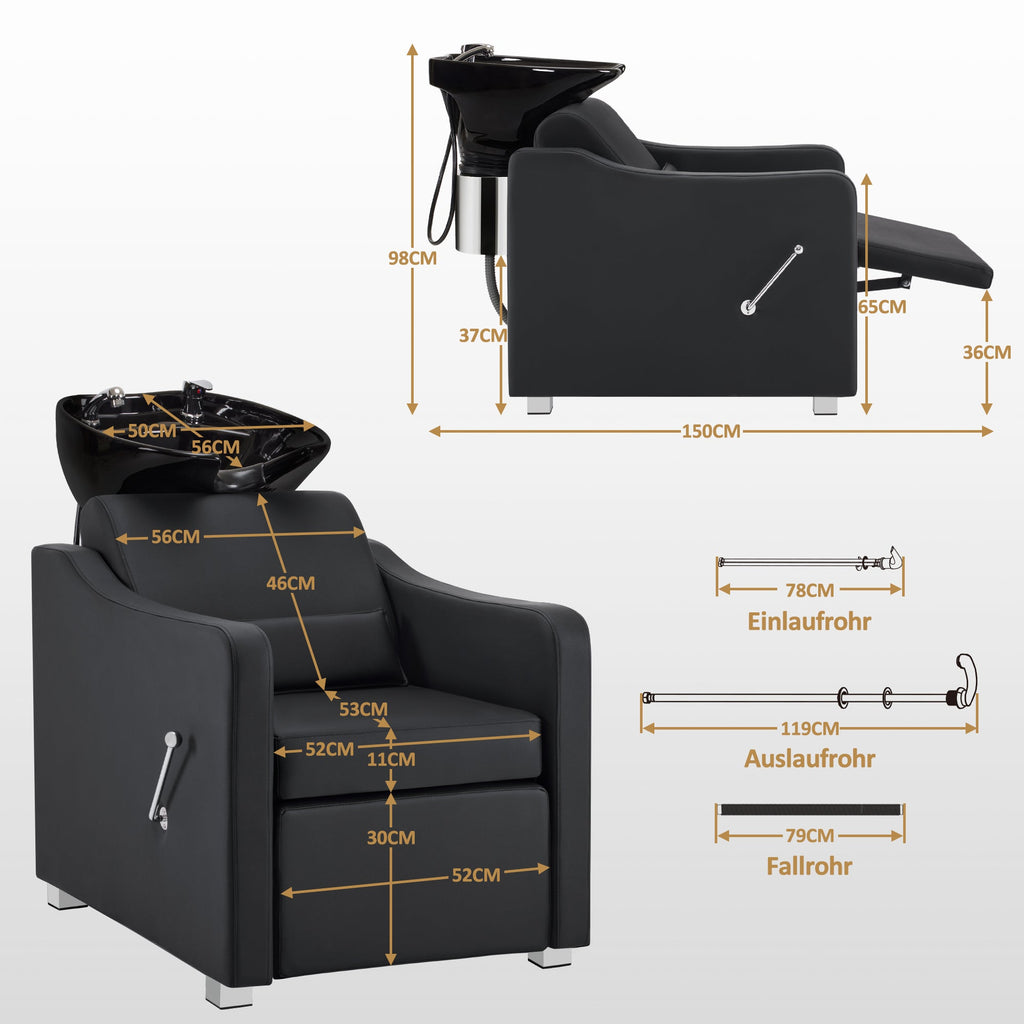Friseurstuhl mit Waschbecken 8675 Schwarz