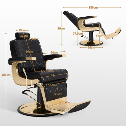 Friseurstuhl mit Kopfstütze 9671 Gold-Schwarz