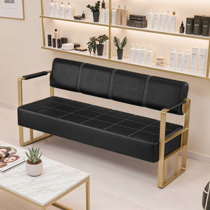 3-Sitzer Sitzbank mit goldenen Armlehnen W528 Schwarz-Gold