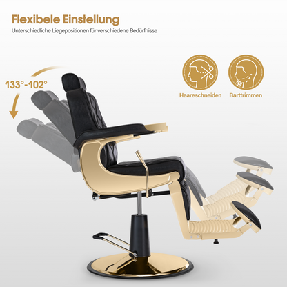 Friseurstuhl mit Kopfstütze 9671 Gold-Schwarz