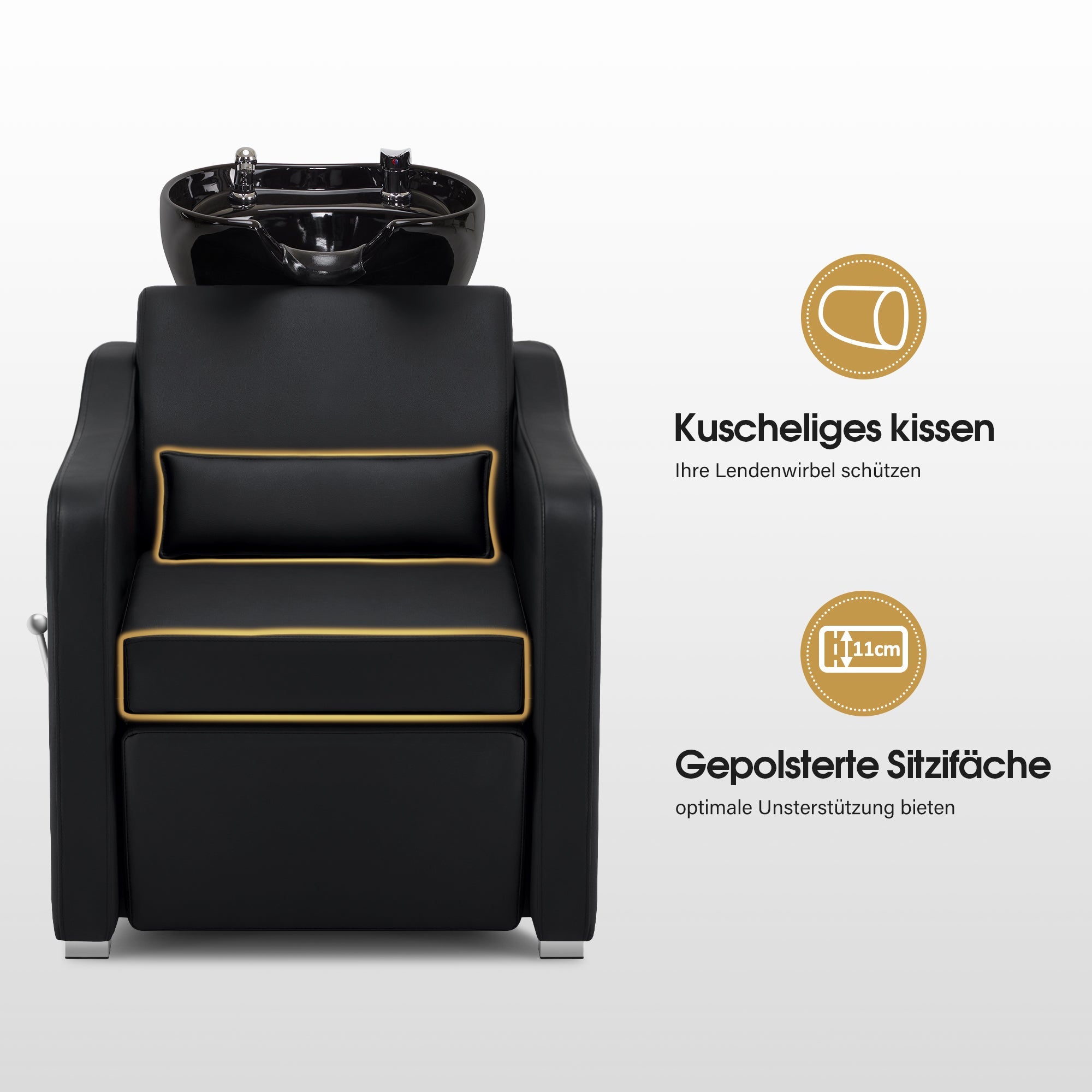 Friseurstuhl mit Waschbecken 8675 Schwarz