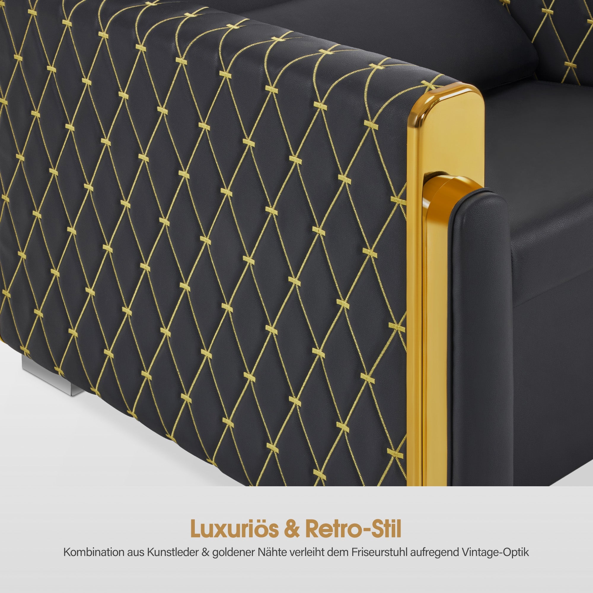 Friseurstuhl mit Waschbecken Retro 8631 Schwarz-Gold