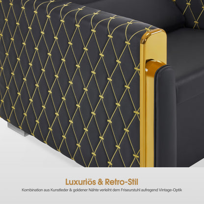 Friseurstuhl mit Waschbecken Retro 8631 Schwarz-Gold