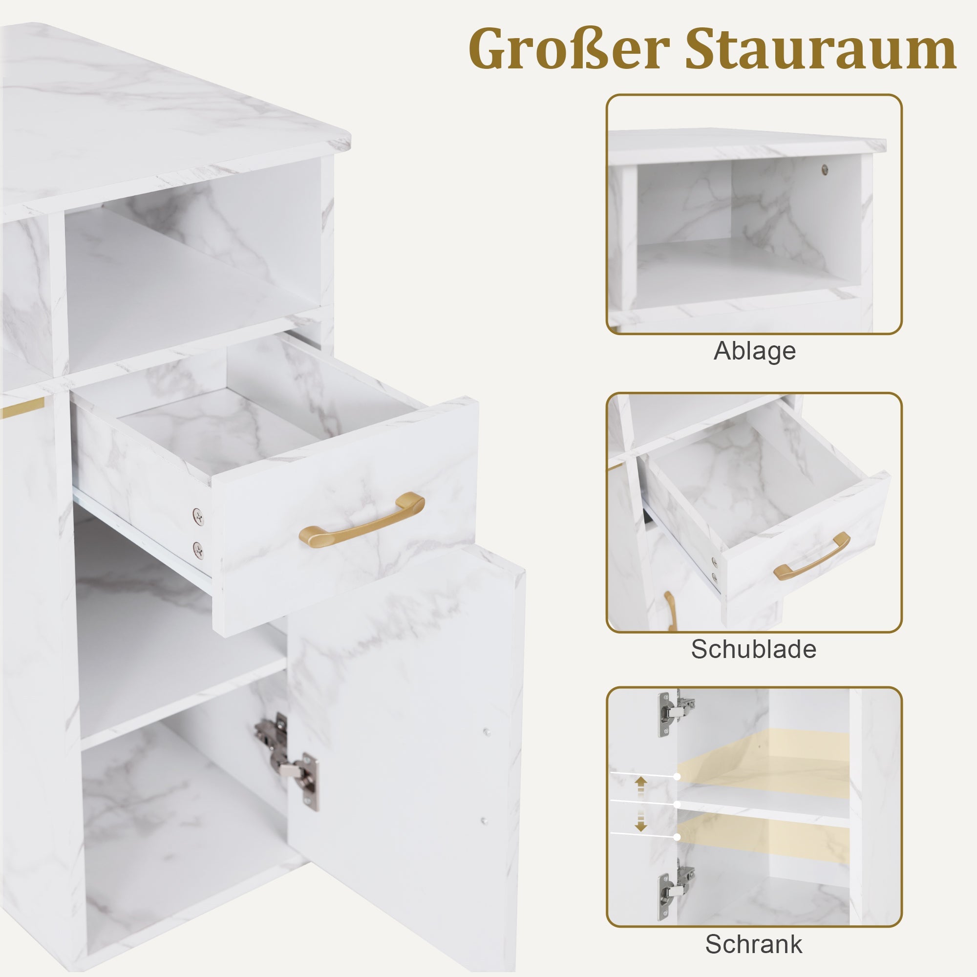 Manikürtisch mit Schublade & Schrank - Nageltisch mit Absaugung & 3 Steckdosen