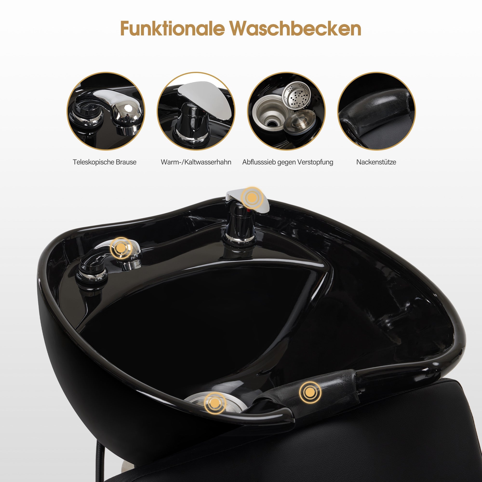 Friseurstuhl mit Waschbecken 8675 Schwarz