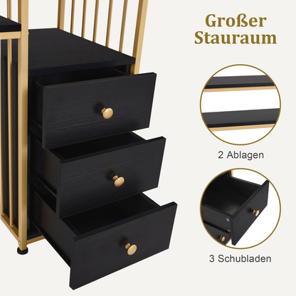Schreibtisch mit Schubladen - Schminktisch ohne Spiegel Schwarz-Gold