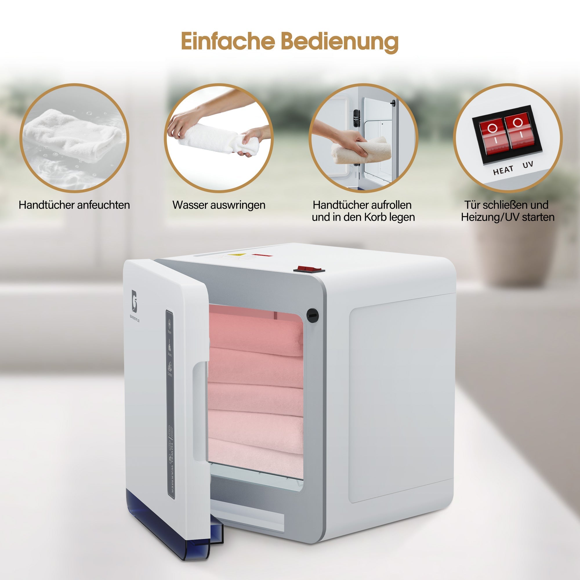 Handtuchwärmer mit UV-Sterilisator HW208W Weiß