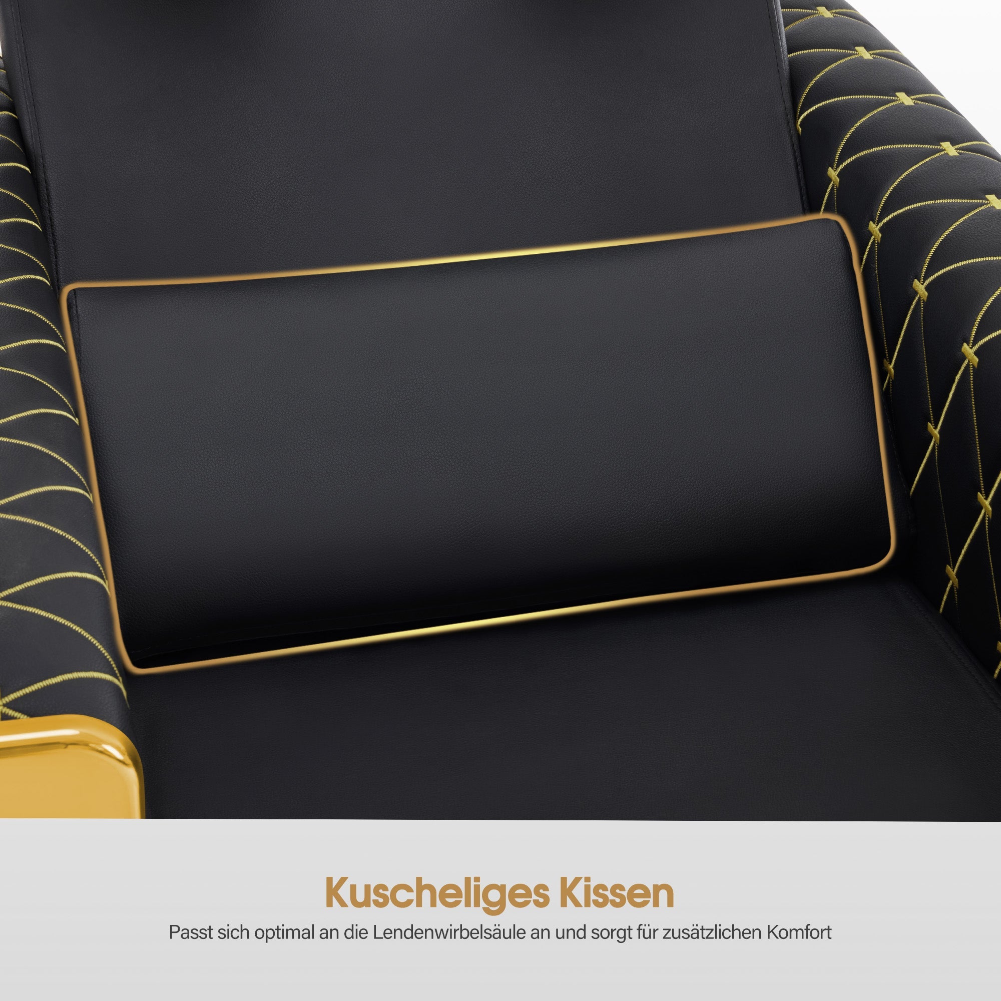 Friseurstuhl mit Waschbecken Retro 8631 Schwarz-Gold