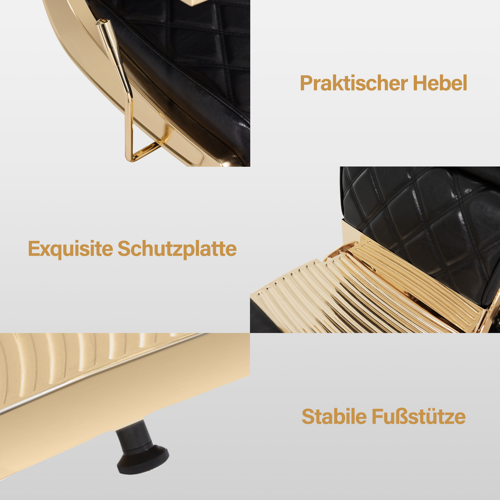 Friseurstuhl mit Kopfstütze 9671 Gold-Schwarz