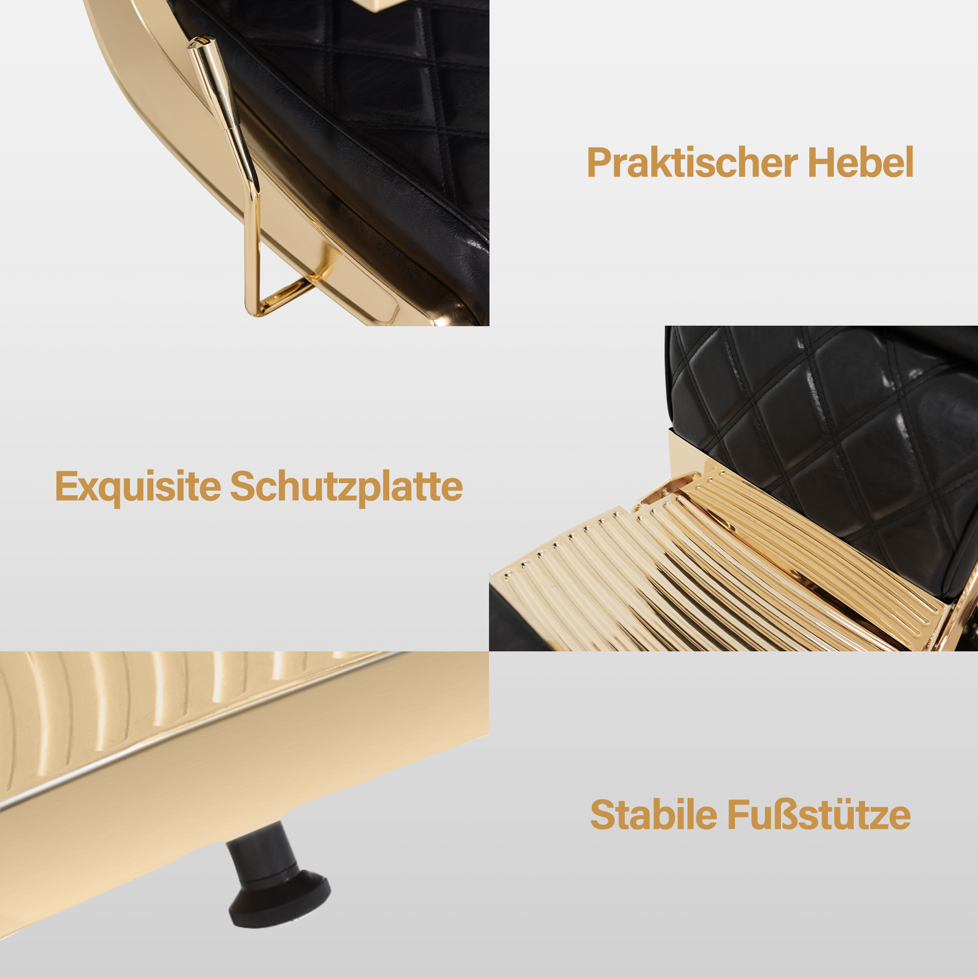 Friseurstuhl mit Kopfstütze 9671 Gold-Schwarz