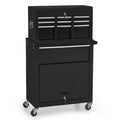 2-in-1 Friseurwagen mit 5 Schubladen 0097 Schwarz-Silber