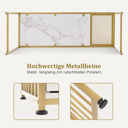 Schreibtisch mit Schubladen - Schminktisch ohne Spiegel Weiß-Gold