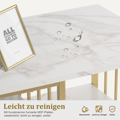 Schreibtisch mit Schubladen - Schminktisch ohne Spiegel Weiß-Gold