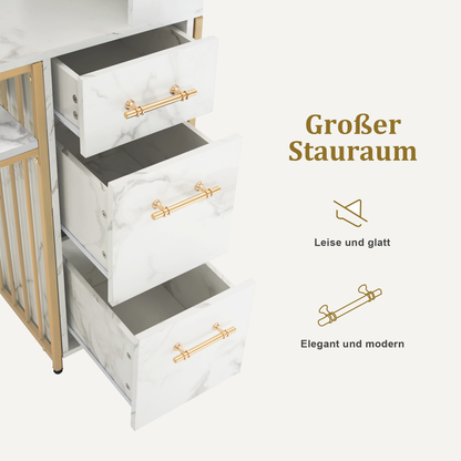 Schreibtisch mit 3 Schubladen - Nageltisch aus Holz mit Metallgestell & Regal