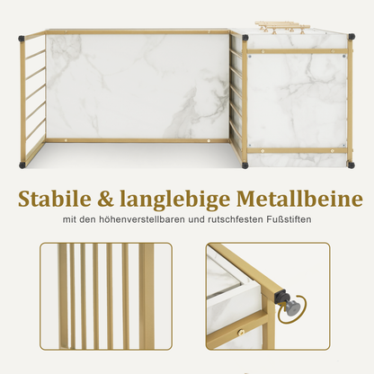 Schreibtisch mit 3 Schubladen - Nageltisch aus Holz mit Metallgestell & Regal