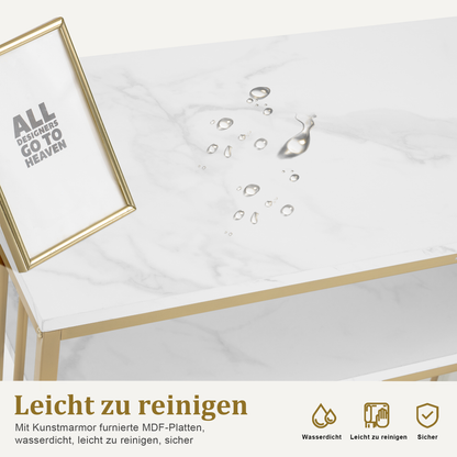 Schreibtisch mit 3 Schubladen - Nageltisch aus Holz mit Metallgestell & Regal