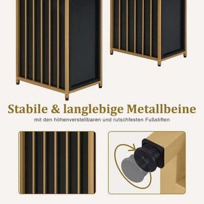 Schminktisch mit 6 Schubladen - Nageltisch aus Holz mit Metallgestell Schwarz-Gold