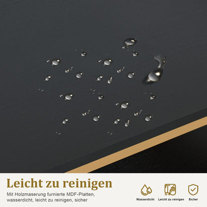 Schminktisch mit 6 Schubladen - Nageltisch aus Holz mit Metallgestell Schwarz-Gold