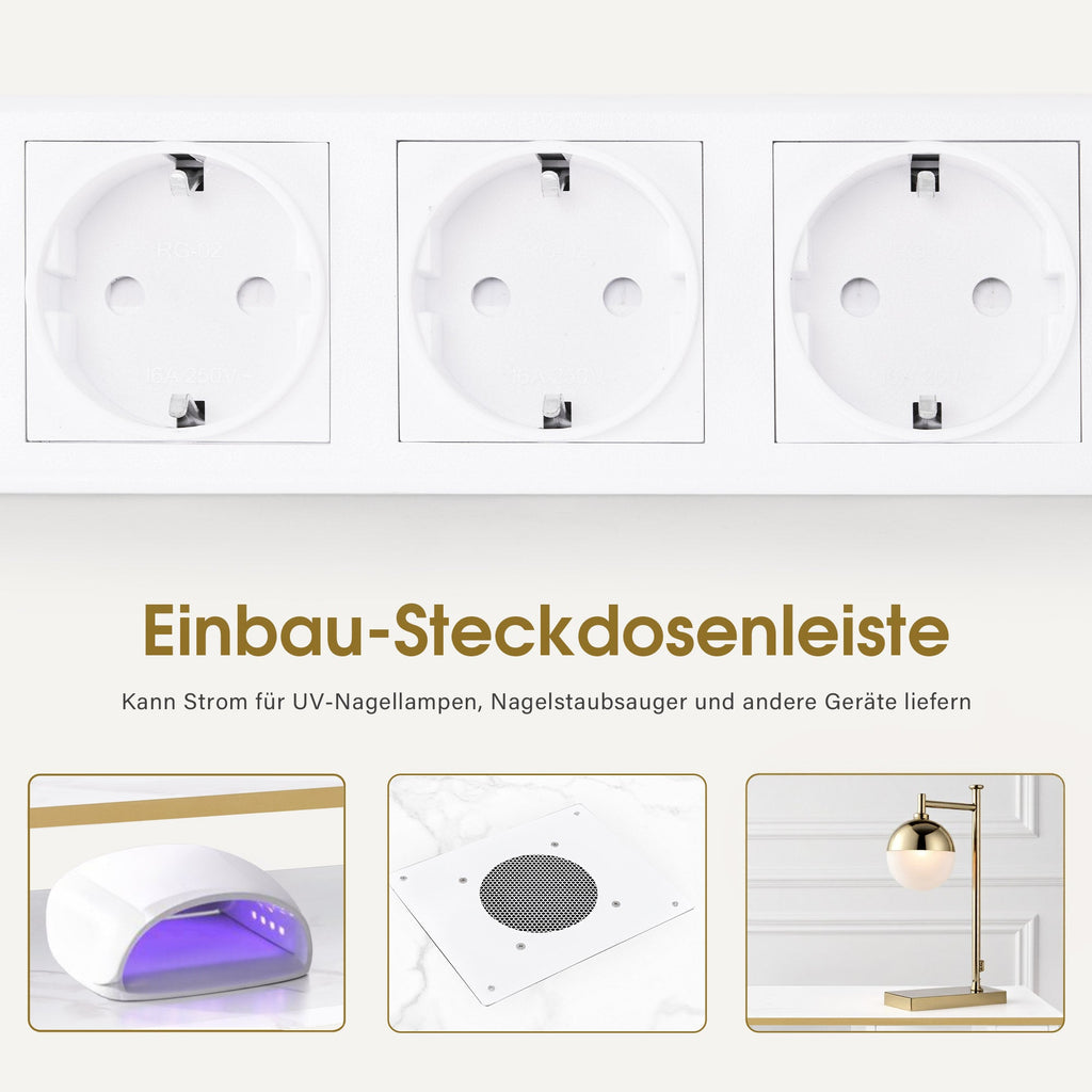 Manikürtisch mit 4 Schubladen, 1 Regal & 5 Ablagen - Nageltisch mit Absaugung