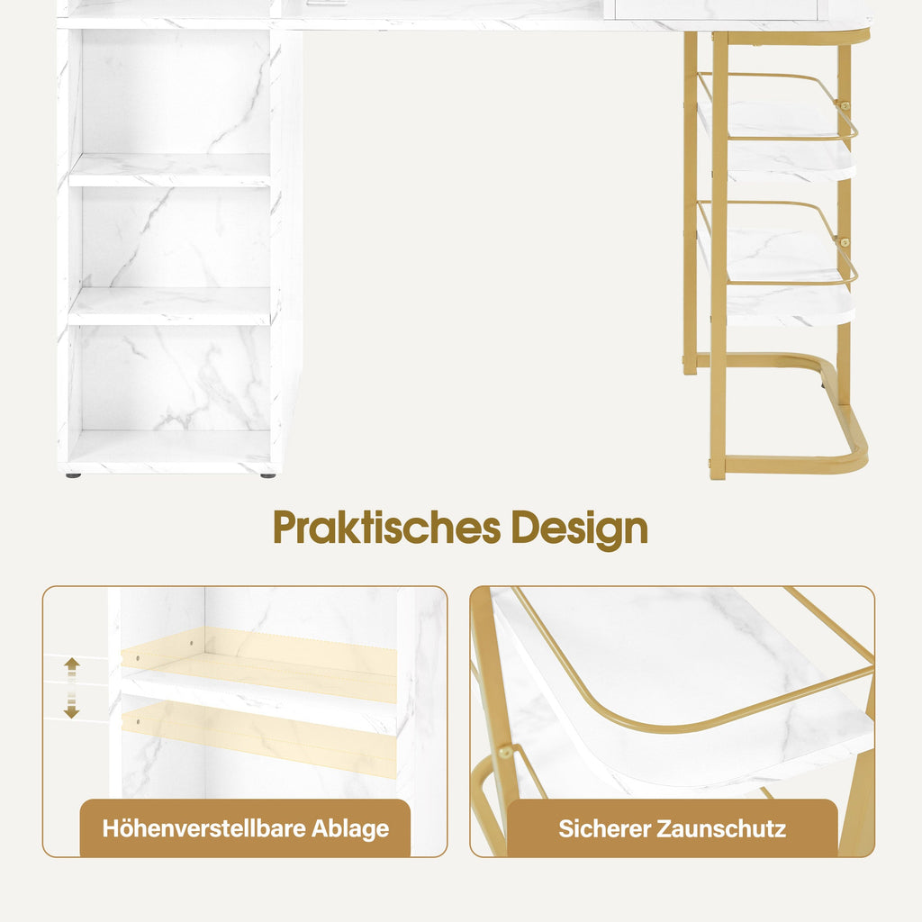 Manikürtisch mit 4 Schubladen, 1 Regal & 5 Ablagen - Nageltisch mit Absaugung