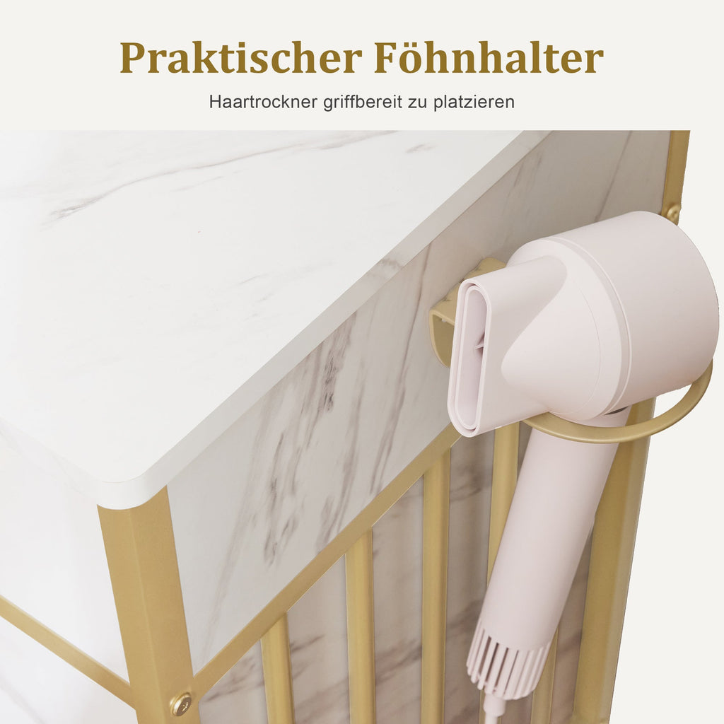 Schminktisch mit Spiegel - Frisiertisch Make-up Tisch mit 2 Schubladen & 3 Ablagen