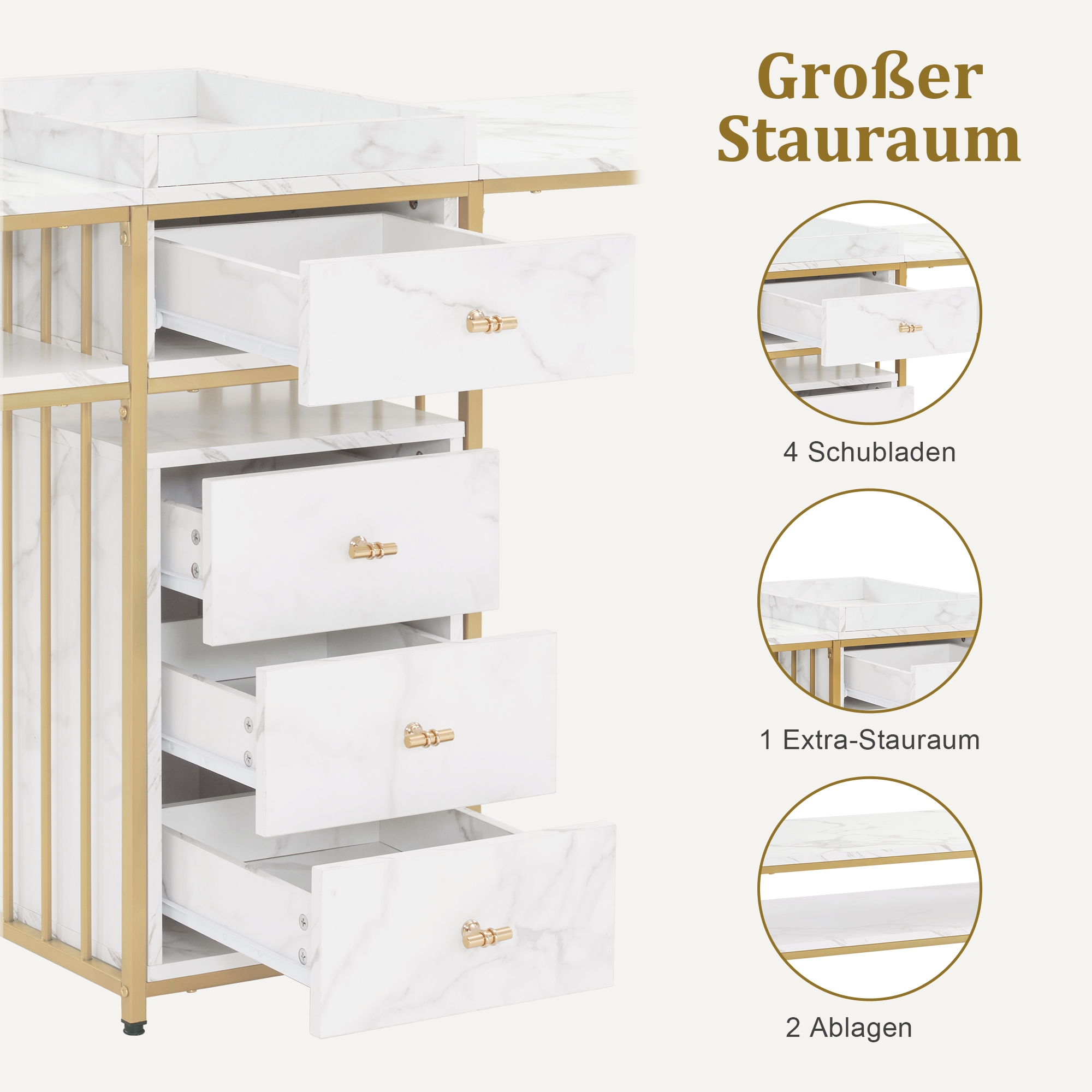 Doppelnageltisch mit Schubladen - Schreibtisch mit Regal Manikürtisch