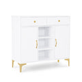 Sideboard mit 2 Schubladen - Badezimmerschrank mit 3 offenen Fächern Weiß