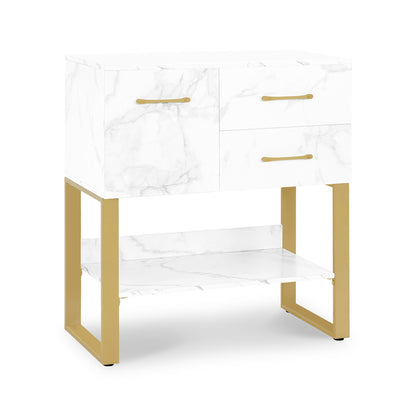 Sideboard mit 2 Schubladen - Badezimmerschrank mit Schrank & offener Ablage