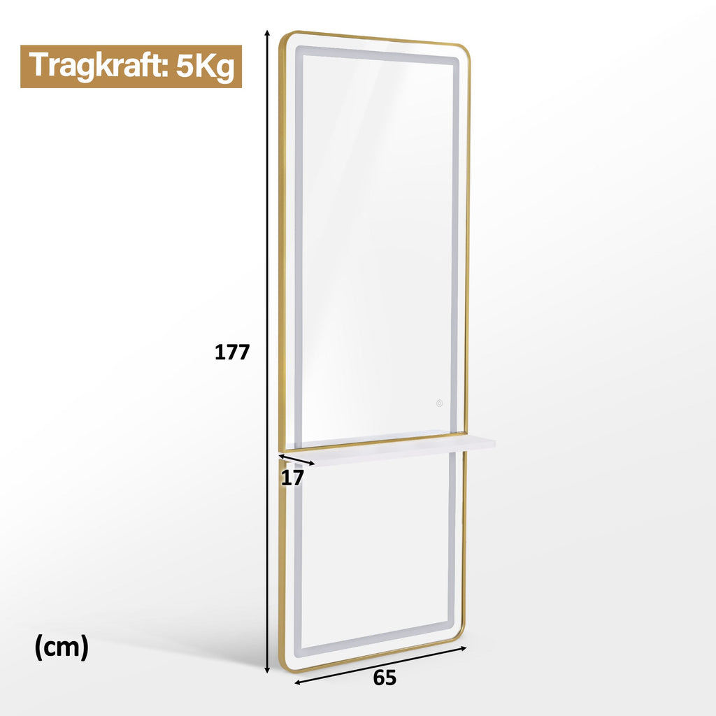 Wandspiegel mit Beleuchtung J6271 Weiß-Gold