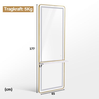 Wandspiegel mit Beleuchtung J6271 Weiß-Gold