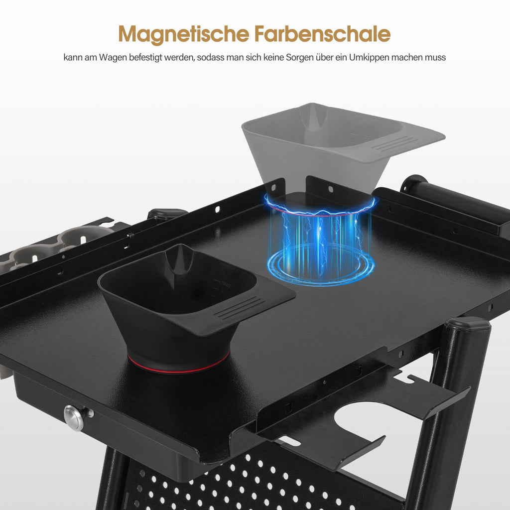 Friseurwagen mit Schublade 2 Ablagen 0085 Schwarz