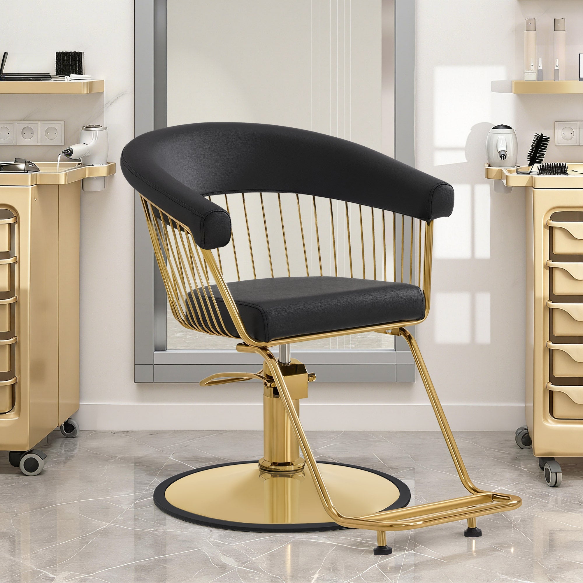 Friseurstuhl 2053 Gold-Schwarz
