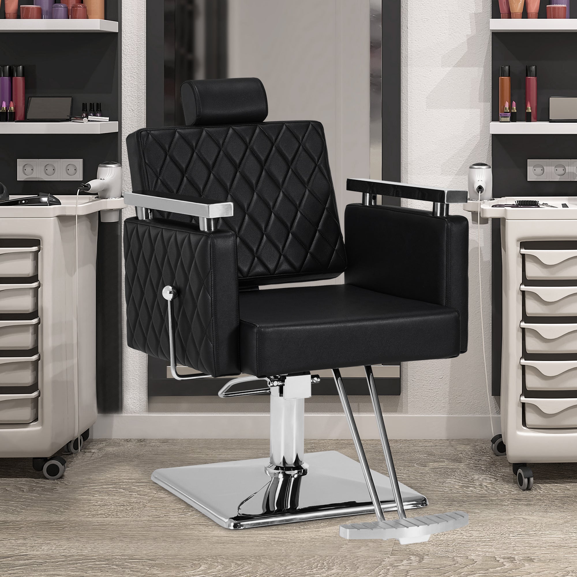 Friseurstuhl Stylingstuhl 2073 Schwarz