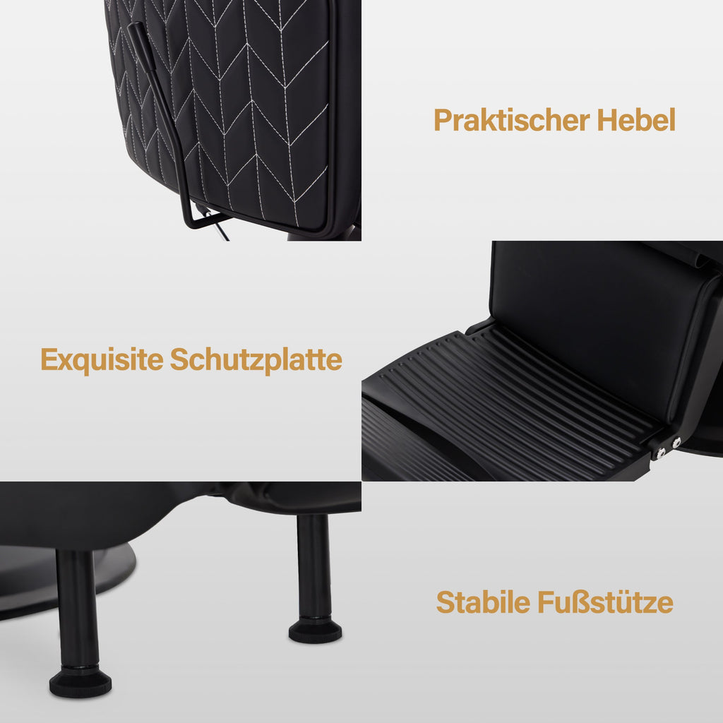 Friseurstuhl mit Kopfstütze 2625 Schwarz
