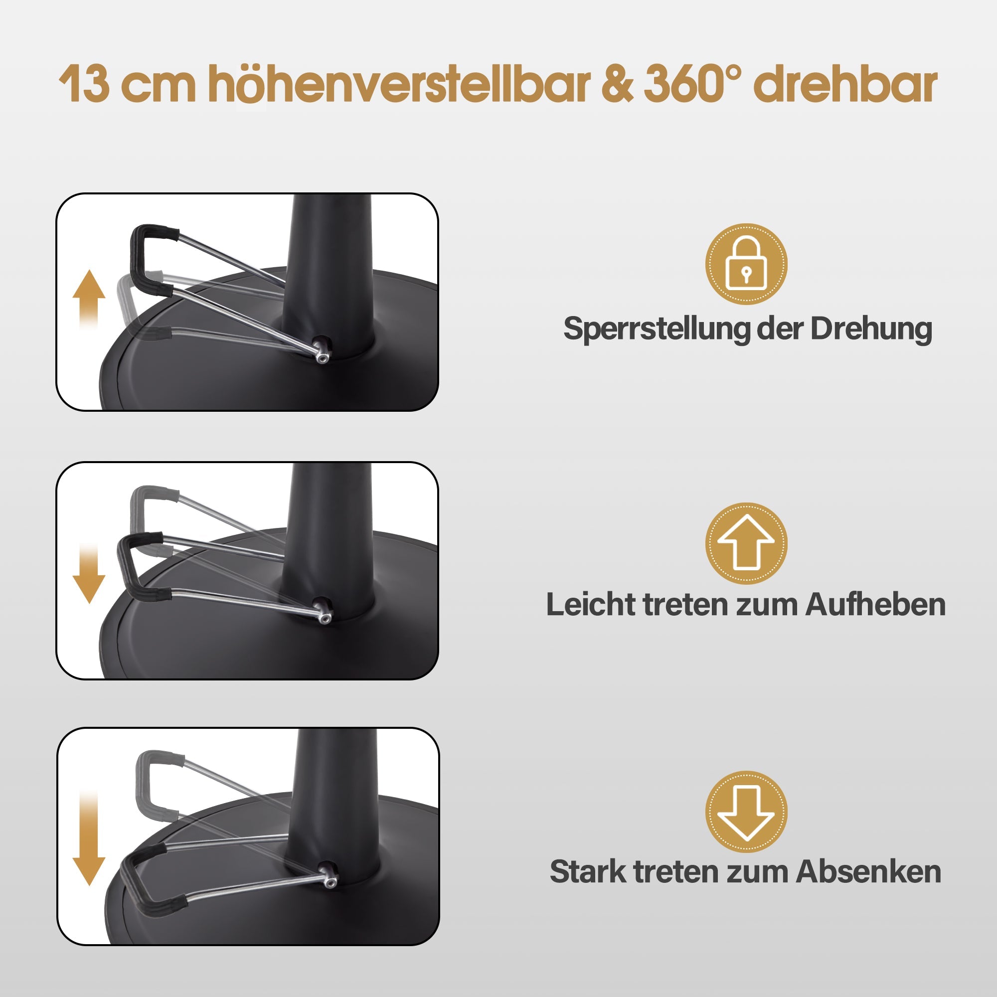 Friseurstuhl mit Kopfstütze 2625 Schwarz