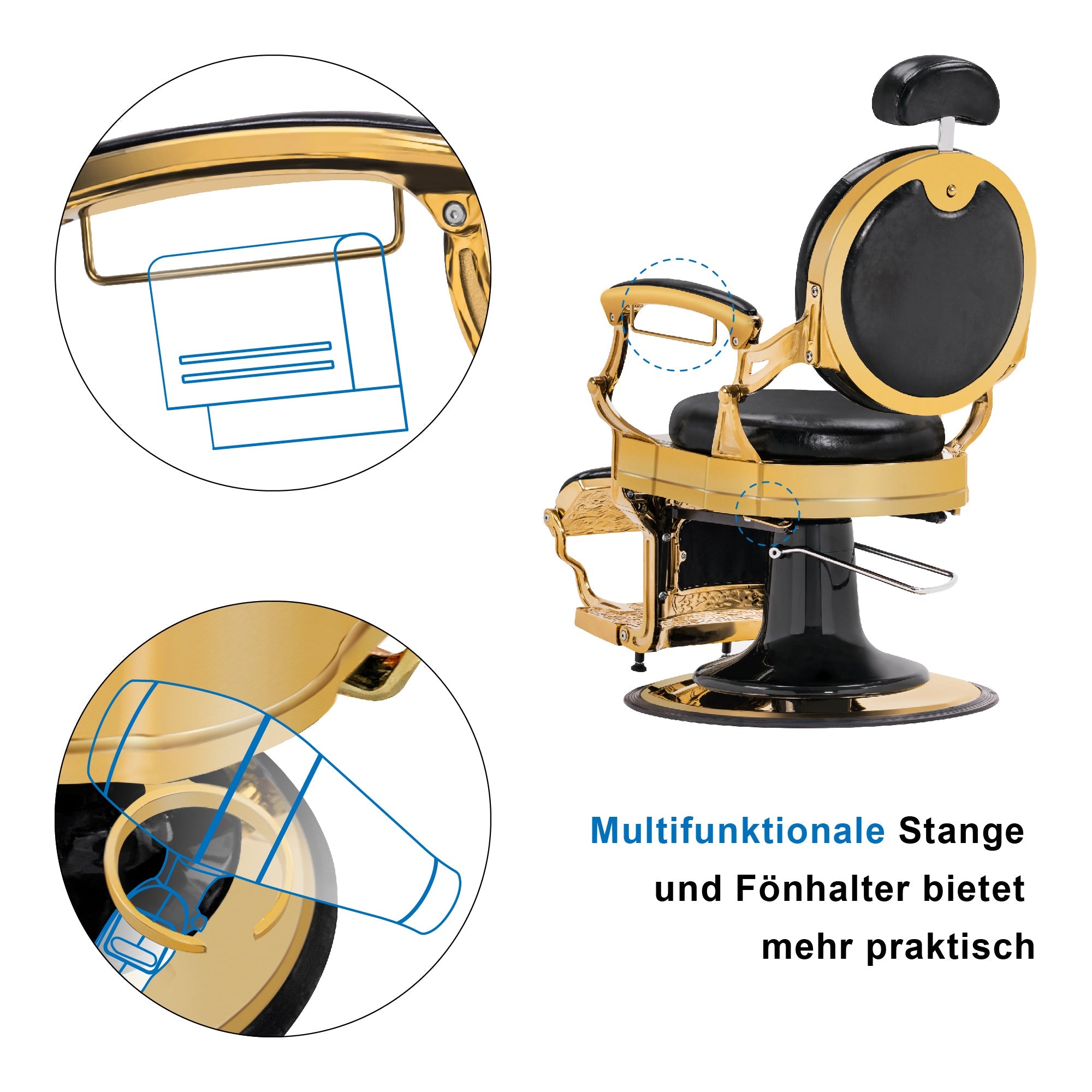 Friseurstuhl Retro Vintage Gold 2933GD-1