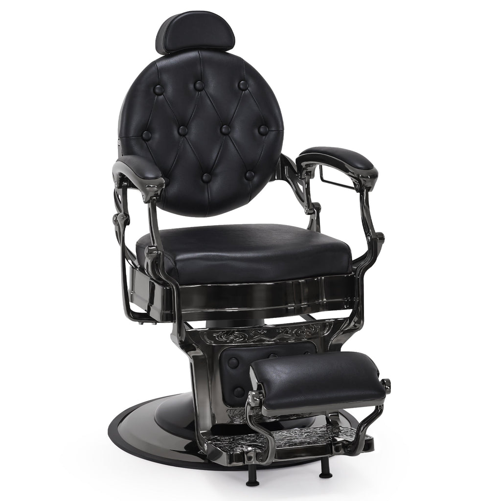 Friseurstuhl Retro Vintage Mattschwarz 2933BK
