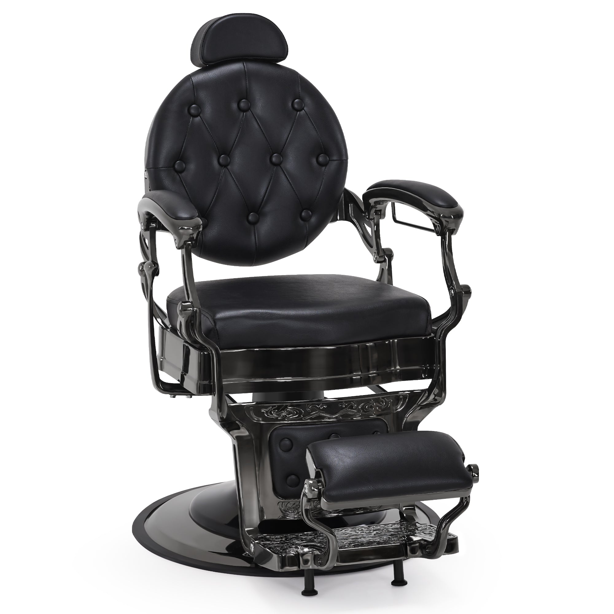 Friseurstuhl Retro Vintage Mattschwarz 2933BK