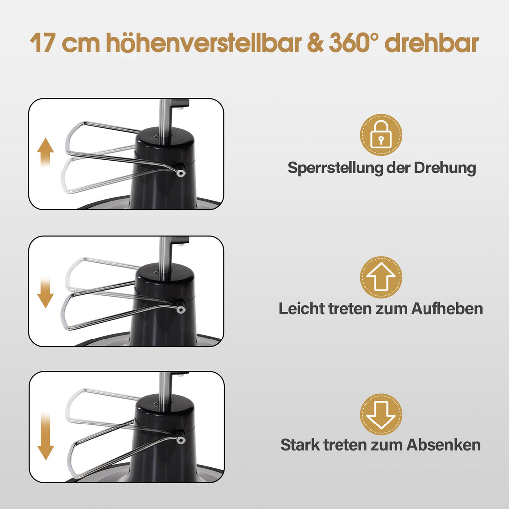 Friseurstuhl Retro Vintage Mattschwarz 2933BK