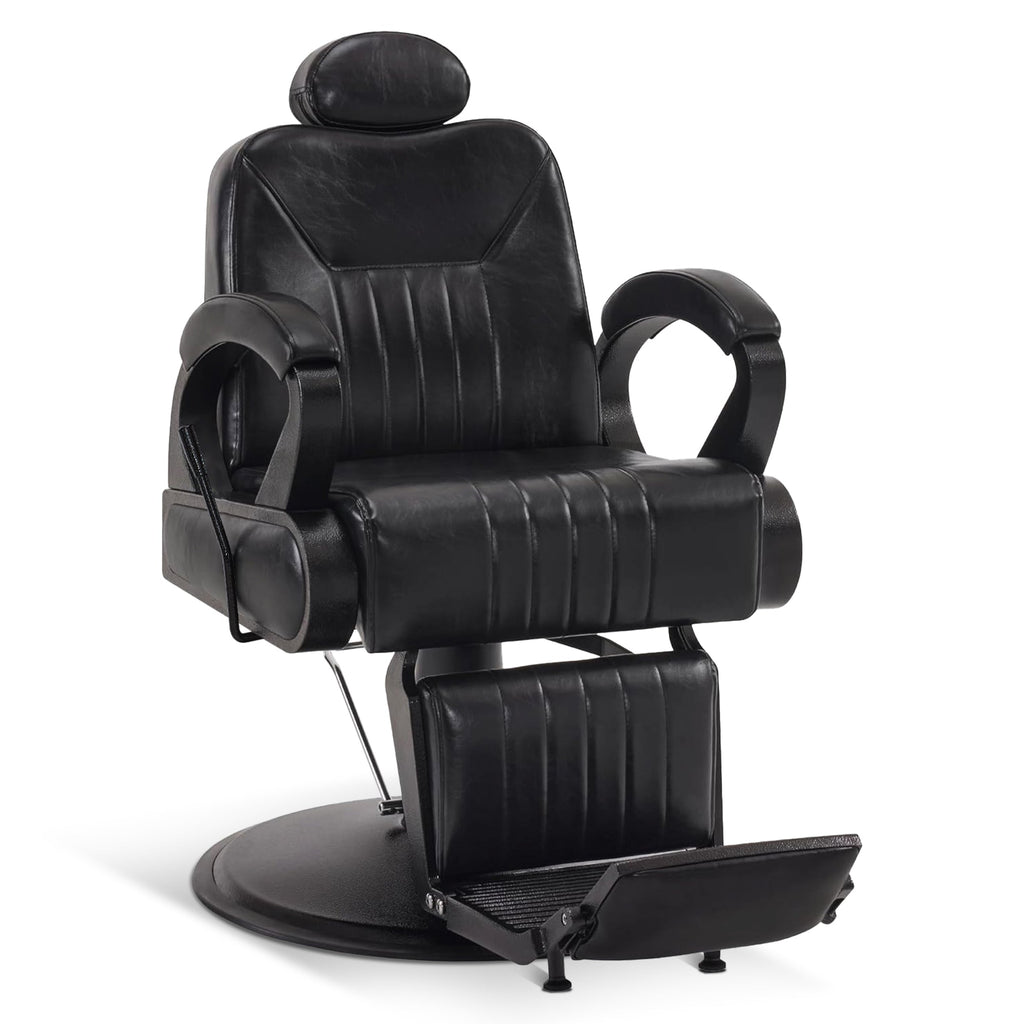 Friseurstuhl mit Kopfstütze 3851 Schwarz
