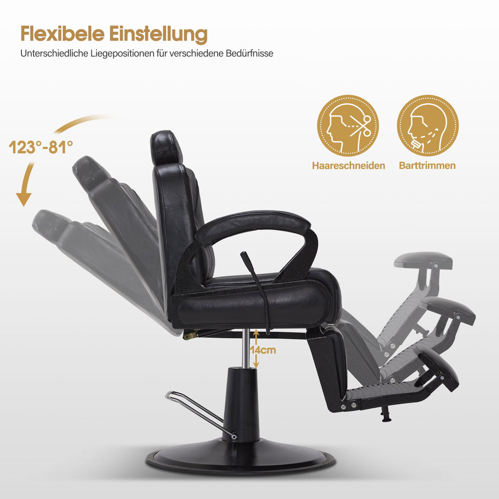 Friseurstuhl mit Kopfstütze 3851 Schwarz