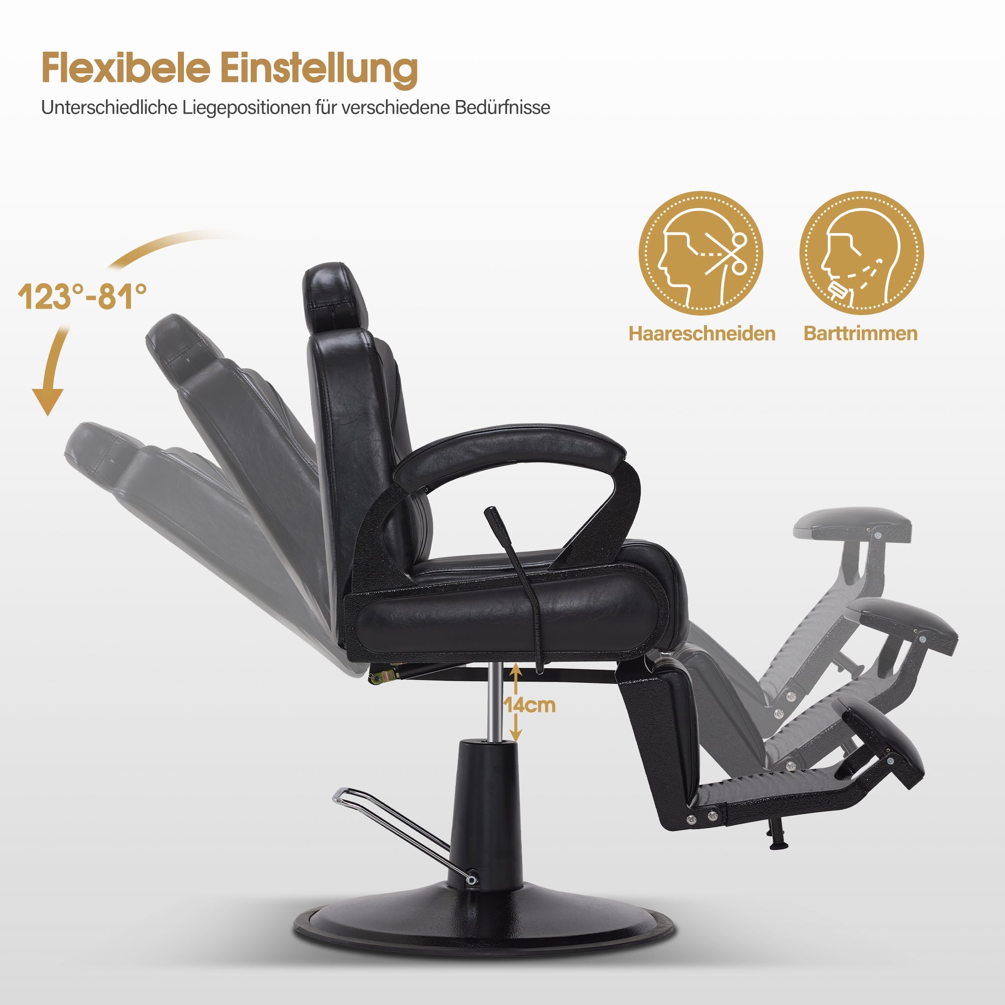 Friseurstuhl mit Kopfstütze 3851 Schwarz