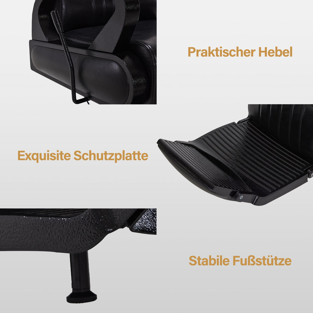 Friseurstuhl mit Kopfstütze 3851 Schwarz