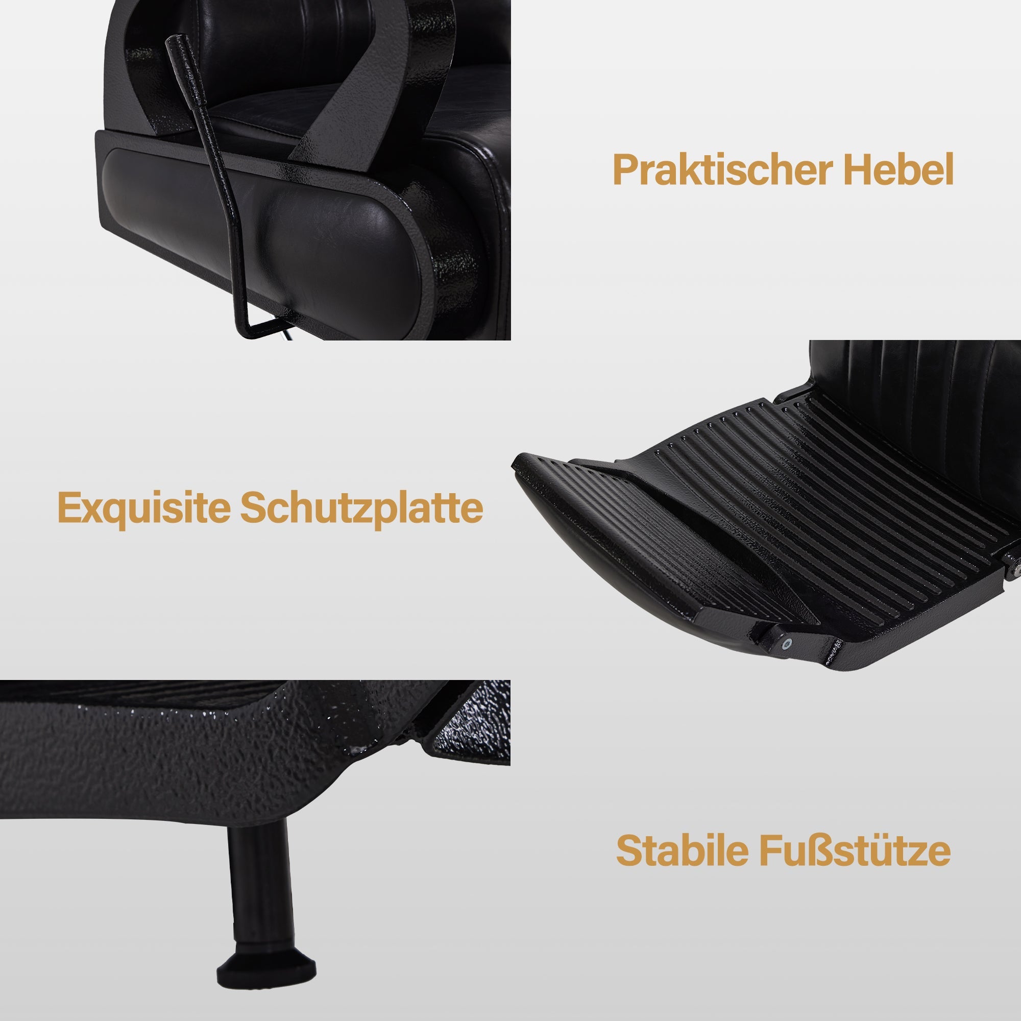 Friseurstuhl mit Kopfstütze 3851 Schwarz
