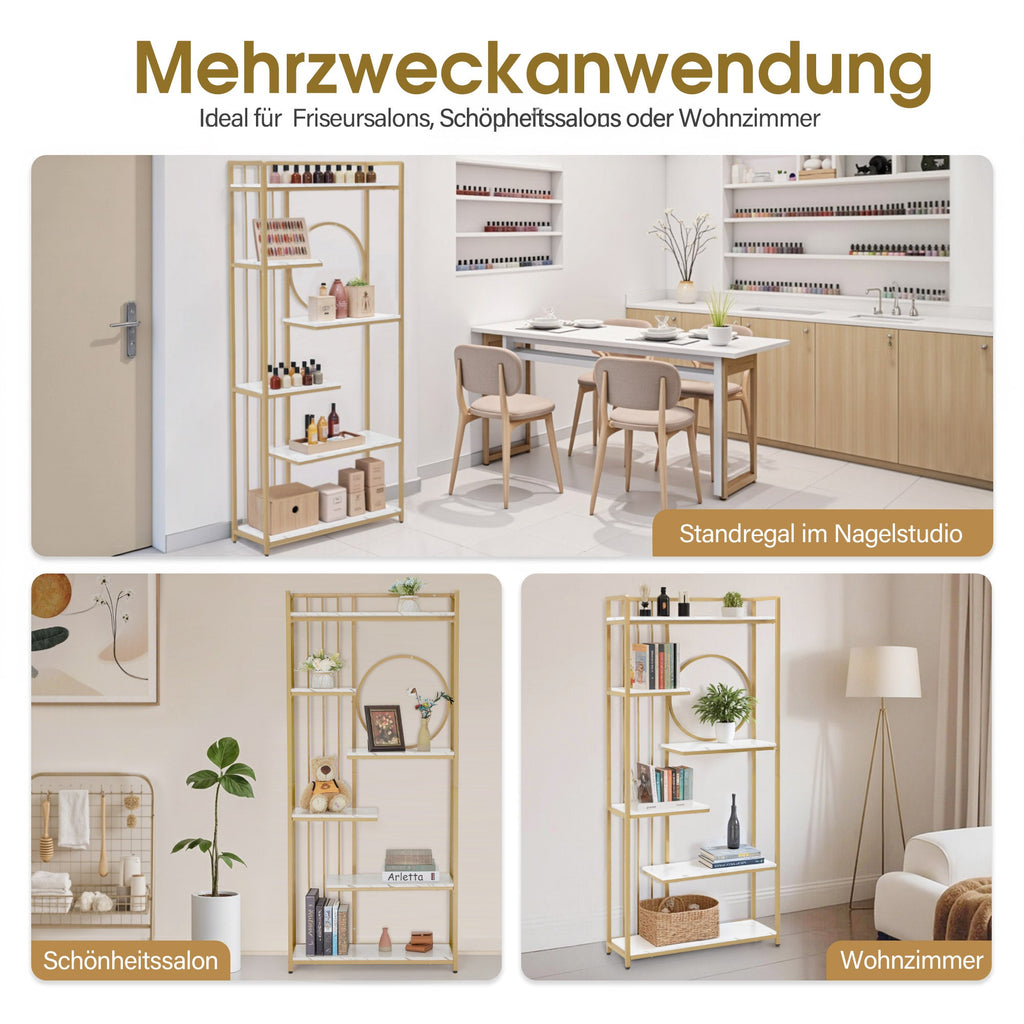 Bücherregal Standregal mit 6 Ebenen - Büroregal mit Metallrahmen