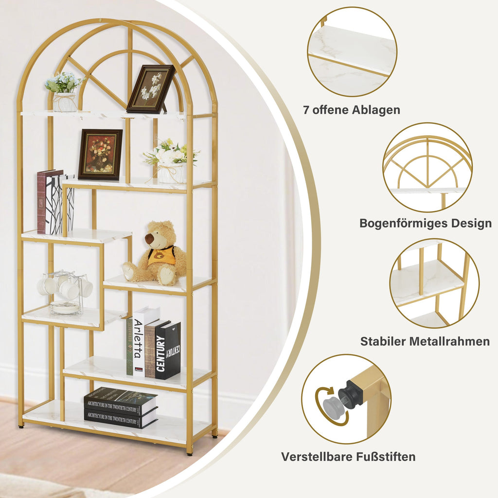 Bücherregal Standregal mit 7 Ebenen - Büroregal mit Metallrahmen