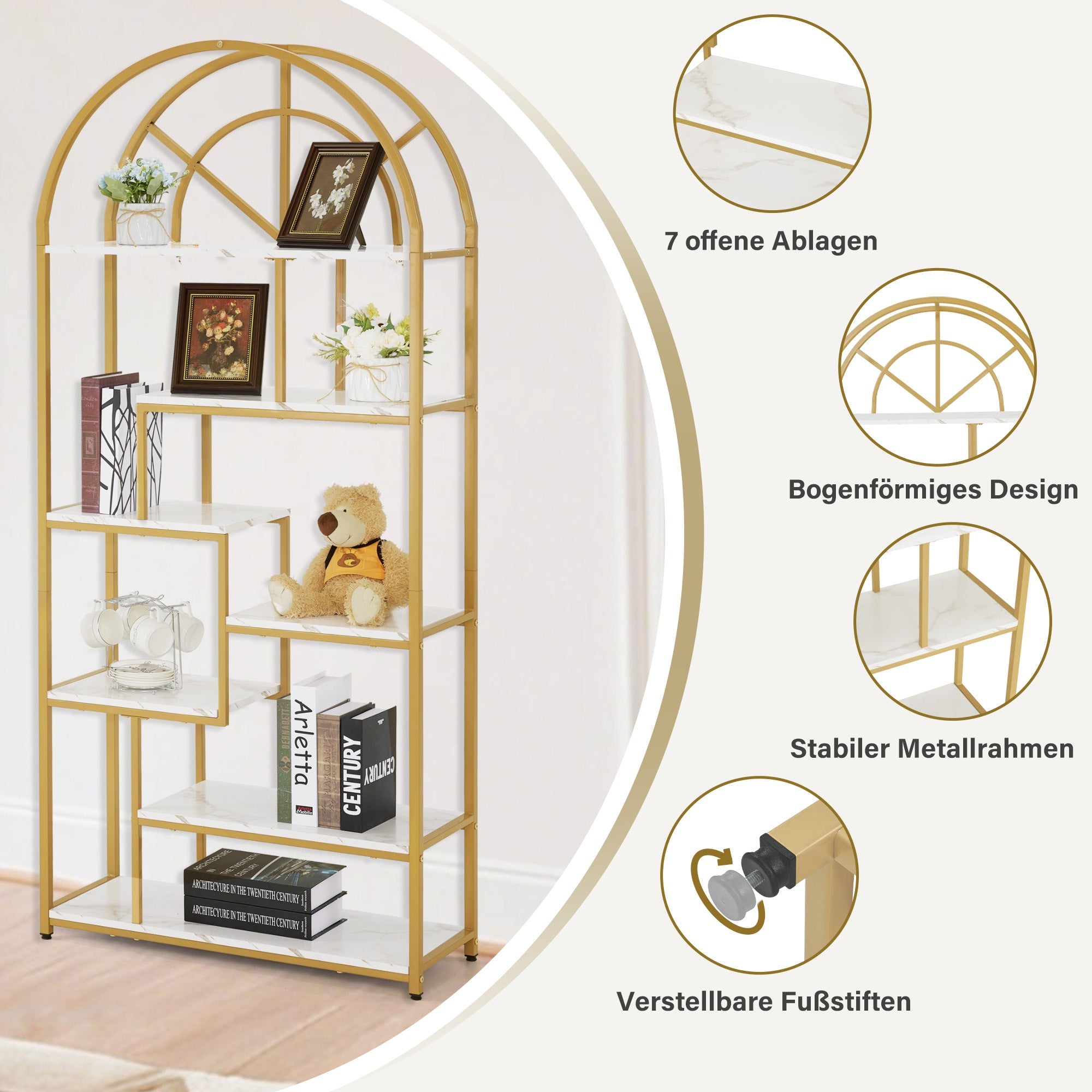 Bücherregal Standregal mit 7 Ebenen - Büroregal mit Metallrahmen